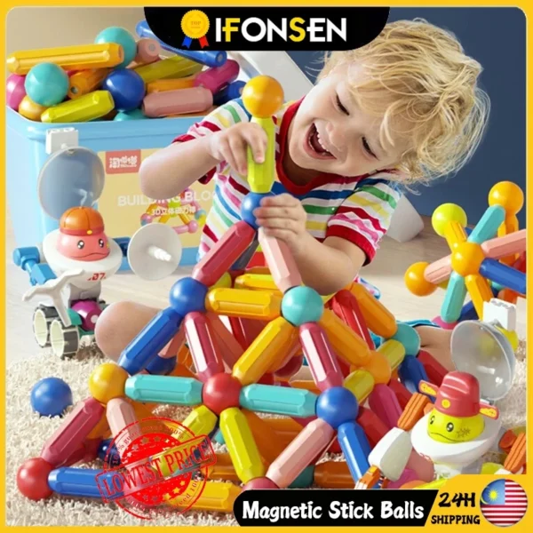 094496b1df246cf1fbe59bd43374a46e.webp 216PCS Kids Magnetic Stick Balls Building Toy Blocks High Quality 3D Geometry Learning Sensory Construction Blok Panjang