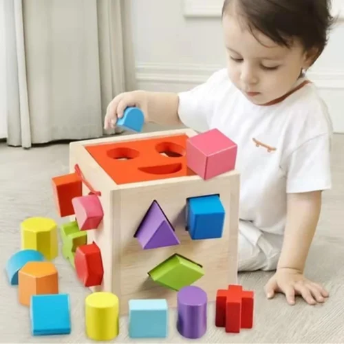 Wooden Blocks Matching Toy with Cube Shape Number Colors For Kids