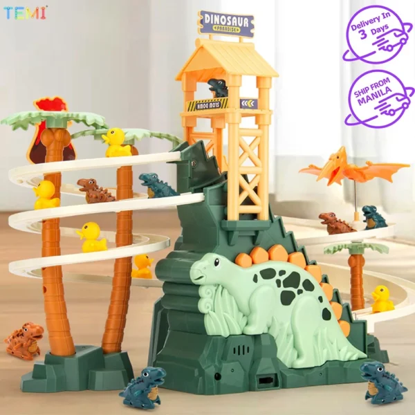 Shipping from Malaysia TEMI Dinosaur Climbing Toy Kids Toys Dinosaur Climbing Stairs Track Toy Electronic Educational Toy Dinosaur Climbing Stairs
