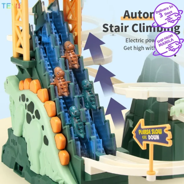 Shipping from Malaysia TEMI Dinosaur Climbing Toy Kids Toys Dinosaur Climbing Stairs Track Toy Electronic Educational Toy Dinosaur Climbing Stairs