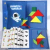 NIKO Magnetic Geometric Tangram Early Educational Toys Jigsaw Puzzle Wooden Toy Montessori Toys Board Game For Kids Gifts