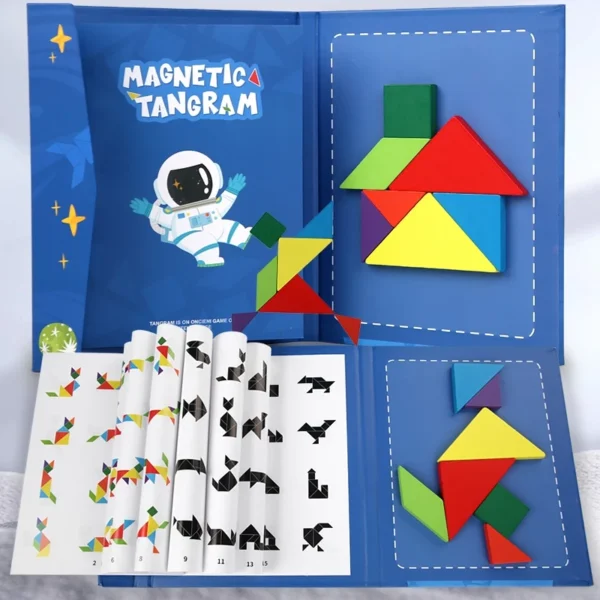 NIKO Magnetic Geometric Tangram Early Educational Toys Jigsaw Puzzle Wooden Toy Montessori Toys Board Game For Kids Gifts