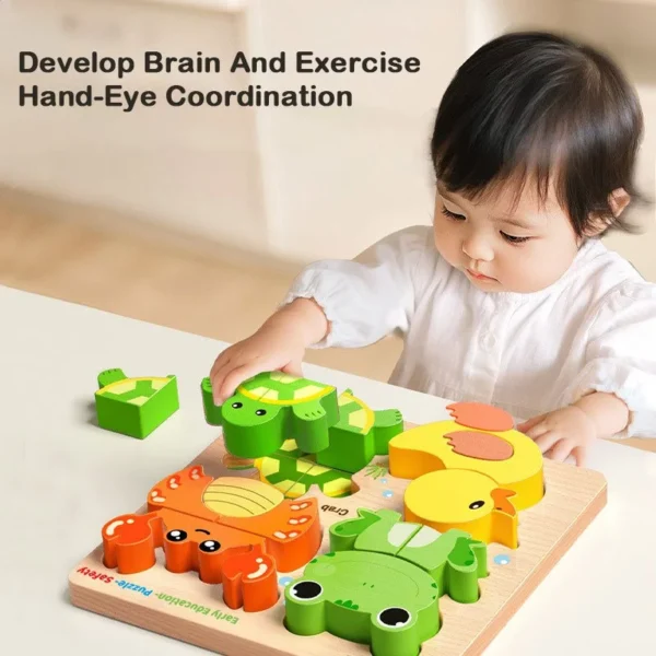 NIKO 4 in 1 Animal Wooden Jigsaw Puzzle Toys Early Educational Learning Toys For Montessori Toys Kids Boys Girls Birthday Gifts Mainan teka teki papan kayu