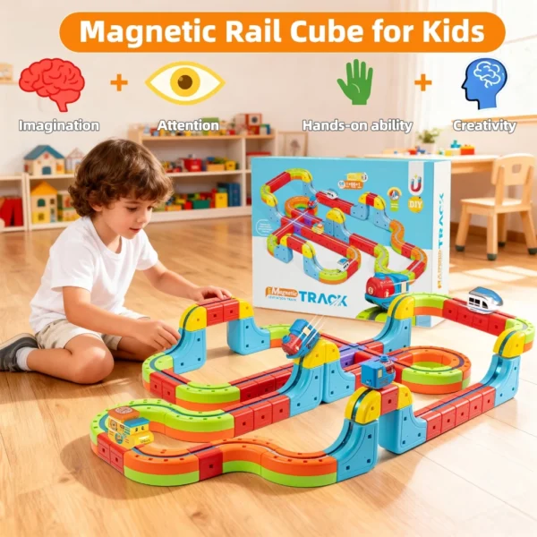 NIKO Electric Magnetic Track Train Toys Set Magnetic Building Block Train 3D Racing Track Set For Kids Boys Girls Birthday Gifts