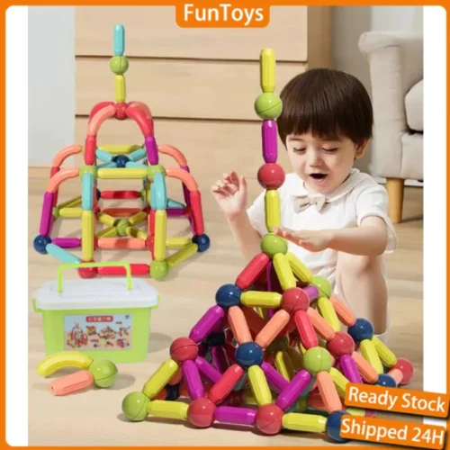 216PCS Kids Magnetic Stick Balls Building Toy Blocks With Storage Box 3D Geometry Learn Sensory Construction Blok