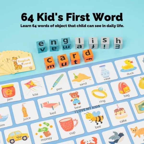 English Spelling Game Educational Toys for Kids Montessori Alphabet Word Learning Puzzle for Boys Girls Mainan Budak