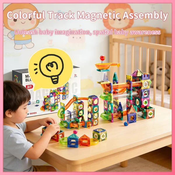 Magnetic Tiles Construction Set Blok Magnet 3D Untuk Bangun Lintasan Bola Hadiah Terbaik Untuk Anak