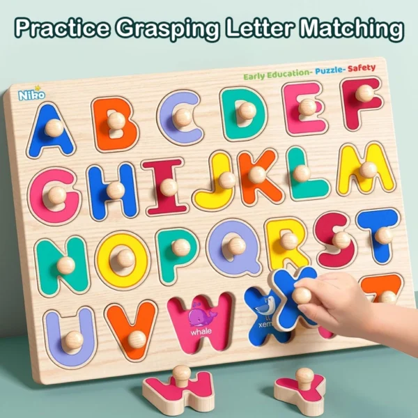 NIKO ABC Letter Digital Puzzle Wooden Toys For Kids Alphabet Number Shape Sorter Educational Toys