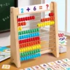 Toki Wooden Kids Abacus Math Toy Montessori Early Learning Counting Beads Number Cards Educational Toy For Kids Gifts