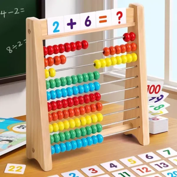 Toki Wooden Kids Abacus Math Toy Montessori Early Learning Counting Beads Number Cards Educational Toy For Kids Gifts