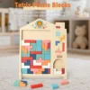 Wooden Tetris Building Blocks Puzzle Educational Learning Toy for Kids 0 6 Years Old Boys Girls