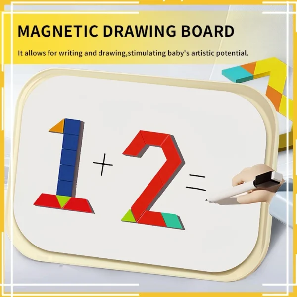 Lemonu Baby Magnetic Tangram Puzzle Wooden Geometry Blocks Educational Mainan Magnetik Kanak kanak