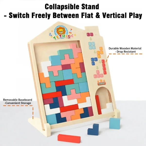 Wooden Tetris Building Blocks Puzzle Educational Learning Toy for Kids 0 6 Years Old Boys Girls