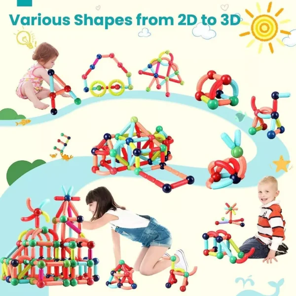 NIKO 84PCS Magnetic Stick Toys Magnetic Building Blocks Big Size Set Early Education Puzzle Toys