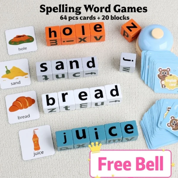 English Spelling Game Educational Toys for Kids Montessori Alphabet Word Learning Puzzle for Boys Girls Mainan Budak