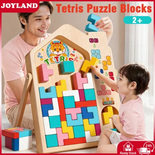 Wooden Tetris Building Blocks Puzzle Educational Learning Toy for Kids 0 6 Years Old Boys Girls