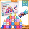 120pcs Magnetic Tiles Building Blocks Toys Colourful STEM 3D Magnetic Window Tiles Educational kids Toy 100Pcs