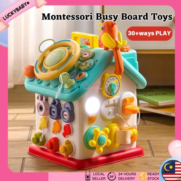 sg-11134201-7ra39-m59jvhf4cql383.webp 30 Ways Play Montessori Toys Sensory Busy Board House Baby Practice Skills Unlock Driving Cube Fidget Educational Toys