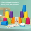 GeeToy Stack Cup Game With Card Intellectual Enlightenment Color Cognition Educational Toys for Kids