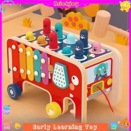 Early Learning Wooden Hammer Pounding Toy with Gears  Gift for 1 4 Year Old Boys and Girls