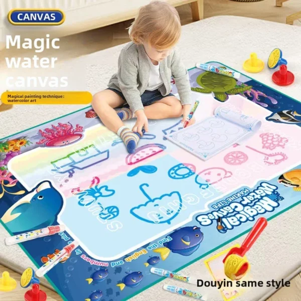 sg-11134201-81ztp-mitkpkyrc9vq5b.webp Magic Water Drawing Mat for Kids Extra Large Water Writing Cloth Reusable Doodle Mat Safe Water Graffiti Learning Blanket for Toddlers