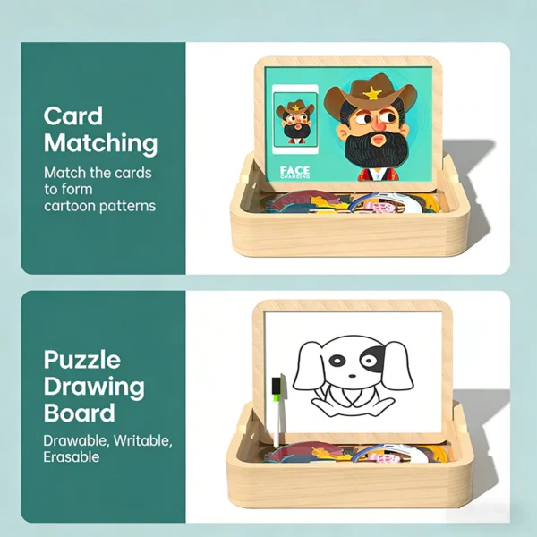 NIKO Magnetic Face Changing Puzzle Wooden Toys Early Educational Toys Jigsaw Board Toys Montessori Toys For Kids Boys Girls Birthday Gifts