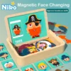 NIKO Magnetic Face Changing Puzzle Wooden Toys Early Educational Toys Jigsaw Board Toys Montessori Toys For Kids Boys Girls Birthday Gifts