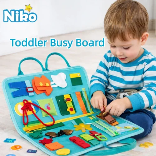 sg-11134201-82630-mlhdu69416o545.webp NIKO Baby Busy Board Early Educational Toys Toddlers Montessori Learning Board Develop Basic Skills For Kids Gifts